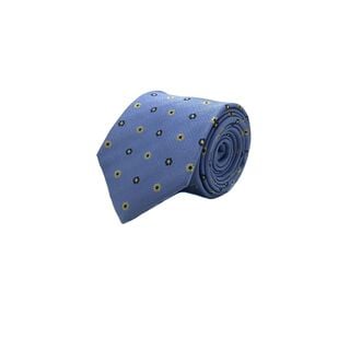 Corbata Seda Diseño Flor Celeste 8cm,hi-res