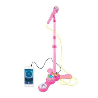 Juguete Microfono Karaoke Pedestal Luces MP3 Rosado Infantil,hi-res