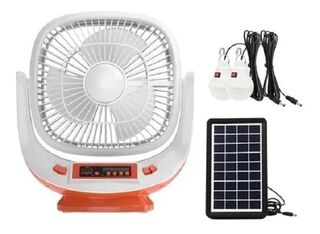 Ventilador Recargable Solar / Linterna / Radio / Bluetooth,hi-res