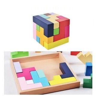 Juego Didáctico Madera Cubo Puzzle Montessori,hi-res