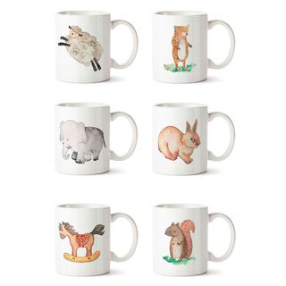 Set x 6 tazones mugs cerámica animales infantiles asa blanca Paper Home.,hi-res