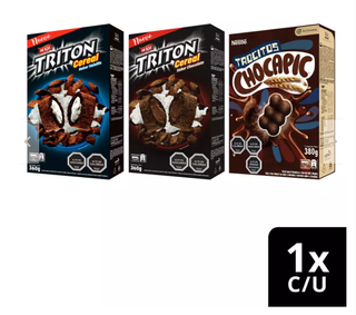 Cereal TRITON, TRITON chocolate y CHOCAPIC Trocitos X3 CajasPor Nestlé,hi-res