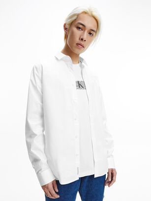 Camisa Ck Chest Slim Stretch Blanco Calvin Klein,hi-res