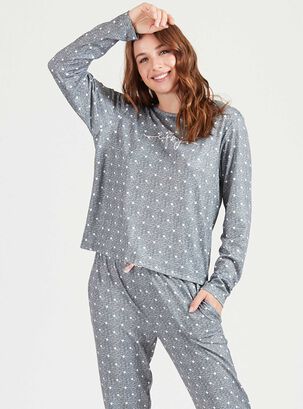 Pijama de mujer Delfi Gris Estampado,hi-res
