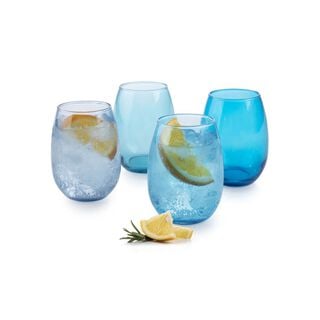 Set 4 Vasos de Vidrio Stemless Azules 430 ml,hi-res