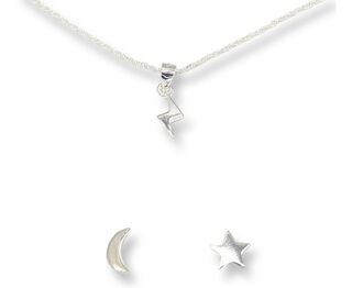 Conjunto Collar Aros Desigual Luna Rayo Estrella Plata 925,hi-res
