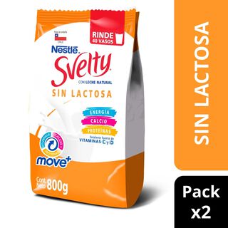 Leche en Polvo SVELTY® MOVE+ Descremada Sin Lactosa Bolsa 800g Pack X2,hi-res
