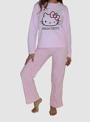 Pijama Mujer Micropolar Largo Estampado Hello Kitty - Paris.cl