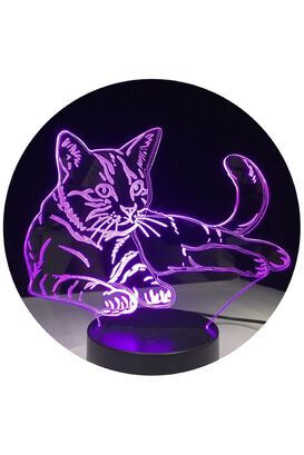 Lámpara Visual 3D Gatito Acostado,hi-res
