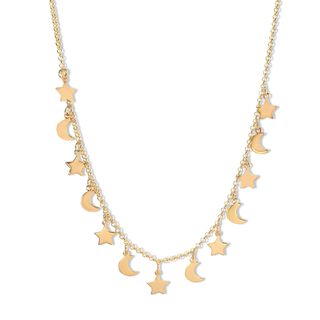 Collar Choker Lunas Estrellas Enchapado Oro 18K 42cm,hi-res