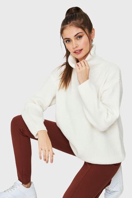 Sweater Cuello Alto Básico Blanco Nicopoly,hi-res