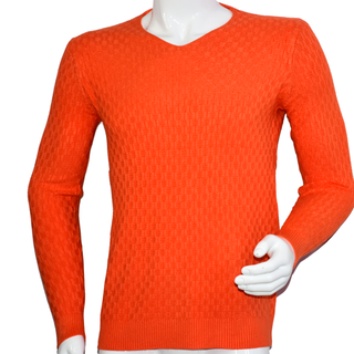 Sweater De Hombre Cuello V Naranjo ,hi-res