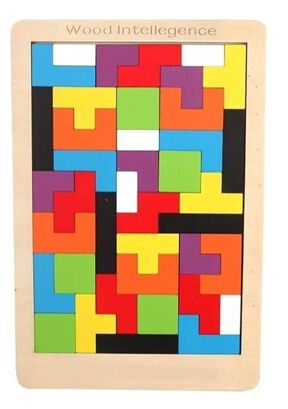 Tetris Portátil De Madera Rompecabezas,hi-res