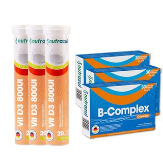 Vitamina Complejo B - B-Complex (3)  +  Vitamína D3 (3) - Pack 6 unidades .,hi-res