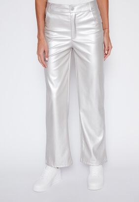 Pantalón Mujer Plateado Silver Wide Leg Family Shop,hi-res