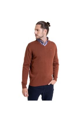 Sweater Cuello V Ladrillo,hi-res