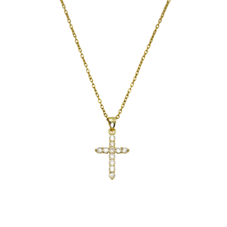 Colgante Cruz De Zirconias Aaa Chapadas En Oro 18k Religión,hi-res