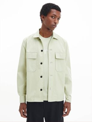 Chaqueta estilo camisa de mezcla de sarga Verde Calvin Klein,hi-res