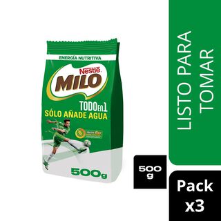 Saborizante MILO® ACTIV-GO® con leche listo para tomar Bolsa 500g Pack X3,hi-res
