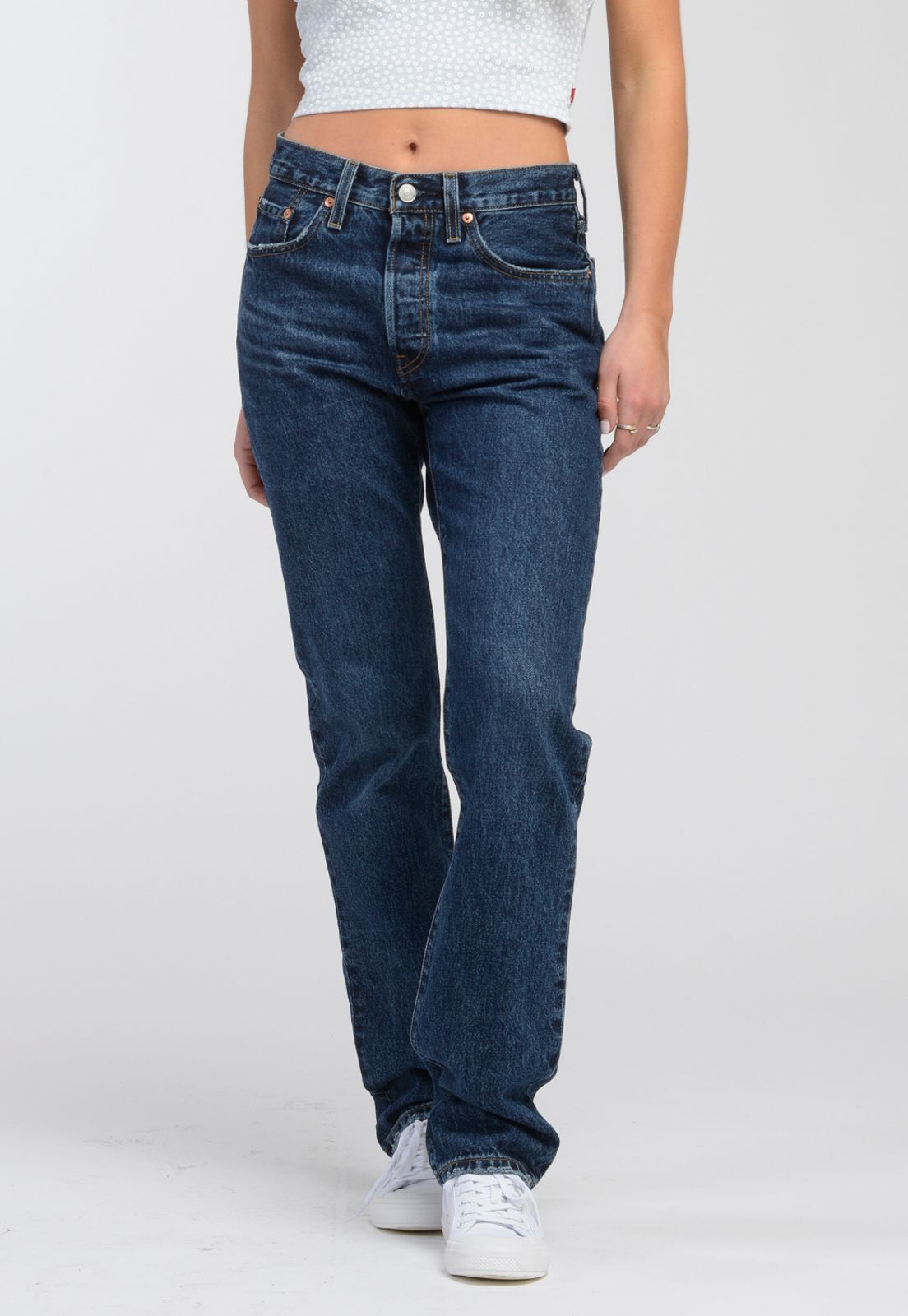 Jeans Mujer 501 Original Fit Azul Oscuro Levis 12501-0395 - Jeans y  Pantalones