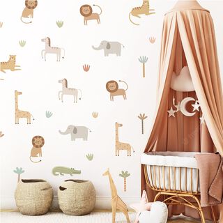 León, jirafa y cocodrilo, vinilo stickers deco muro dormitorio infantil,hi-res