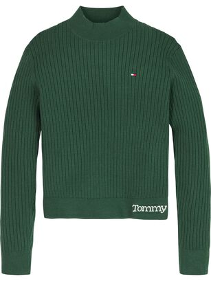 Sweater Acanalado Con Logo Verde Tommy Hilfiger,hi-res