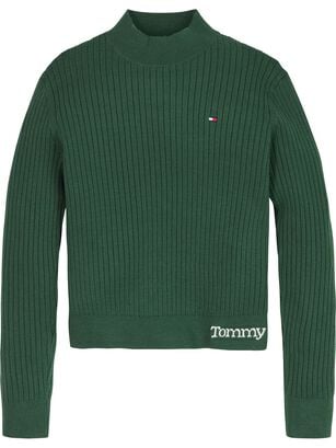 Sweater Acanalado Con Logo Verde Tommy Hilfiger,hi-res