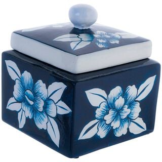 Cofre Decorativo Flores Azul con Tapa,hi-res