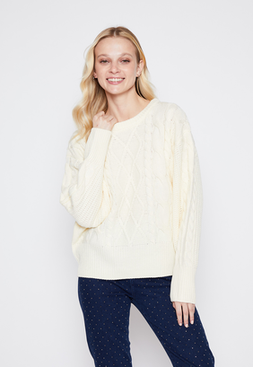 Sweater Mujer Crudo Trenzado Family Shop,hi-res