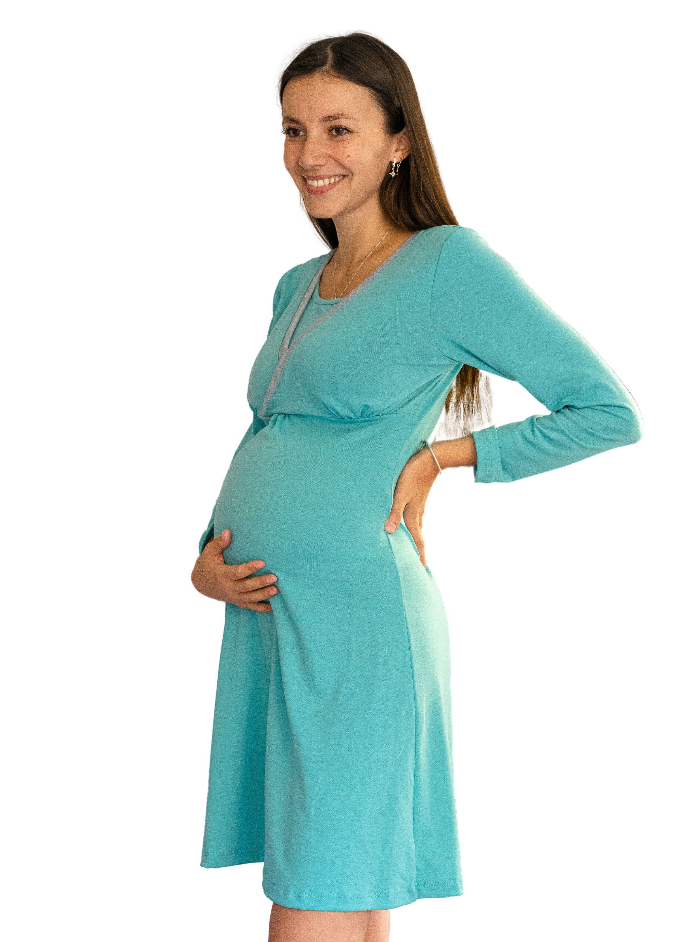 Camisola Maternal y Lactancia Invierno Aqua - Pijamas