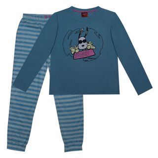 Pijama Niña Volando Azul Snoopy,hi-res