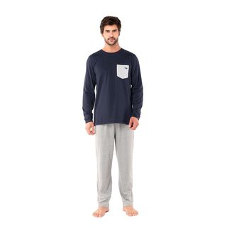 Pijama Largo Hombre Algodón Invierno C3 Top,hi-res