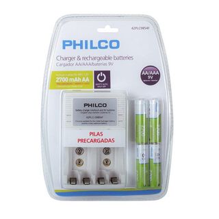 Pack Cargador con 4 pilas AA Philco 2700mha,hi-res
