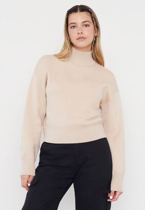 Sweater Mujer Cuello Moc Regular Beige Corona,hi-res