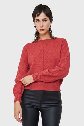 Sweater Detalles Espigas Ladrillo Nicopoly,hi-res