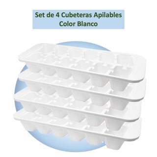 Cubeteras Apilables Plásticas Pack 4 Unidades 48 Cubos,hi-res