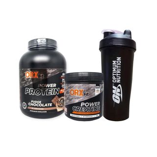 PACK PROTEINA POWER PROTEIN 5LBS CHOCOLATE  + CREATINA + SHAKER - ORXFIT,hi-res