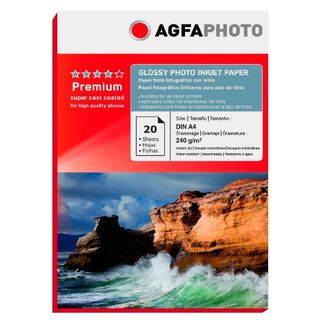 Papel Premium Agfa Glossy 240gr 20 Hojas A4,hi-res