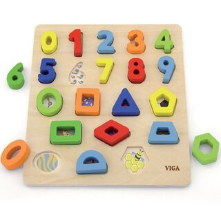 Juguete Madera Puzzle Encaje Numeros y Formas 20 Pz,hi-res