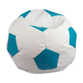 Pouf Pera Infantil Futbol Blanco Celeste Eco Cuero 50x50x50 cm Máxima Design,hi-res