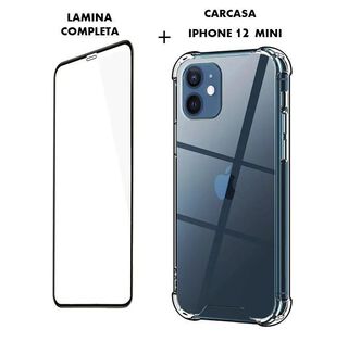 Kit Carcasa Reforzada + Lamina Completa Compatible Con iPHONE 12 MINI,hi-res