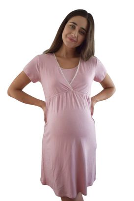 Camisa de dormir Materal Lactancia Margarita Rosado,hi-res