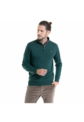 Sweater Half Zipper Verde petróleo,hi-res