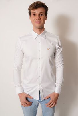 Camisa cuello clasico blanco manga larga fit White,hi-res