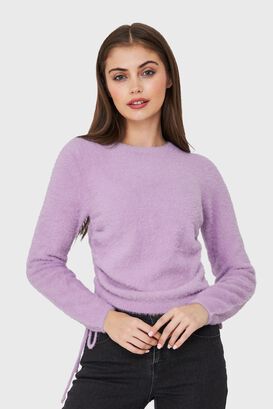 Sweater Peludo Recogido Lateral Lila Nicopoly,hi-res