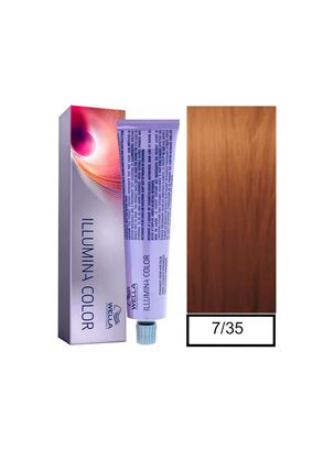 WELLA - Tintura permanente illumina color 7/35 Rubio Medio Dorado Caoba 60 ml + Oxidante,hi-res
