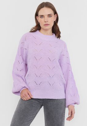 Sweater Mujer Calado Morado Corona,hi-res