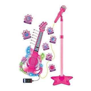 Juguete Guitarra Y Microfono Musical Karaoke Rosado Infantil,hi-res