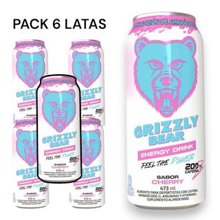Pack 6 Energetica Grizzly Bear - Cherry  - 200mg cafeína - 473ml c/u,hi-res