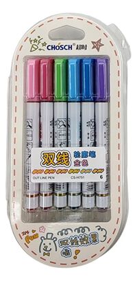 Marcadores Metalicos Outline Pen 6 Colores Profesionales,hi-res